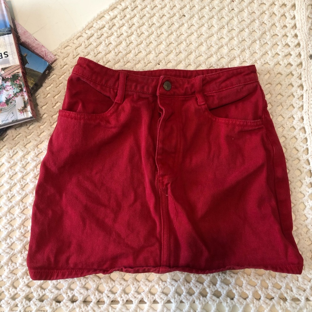 Brandy Melville Red Denim skirt
